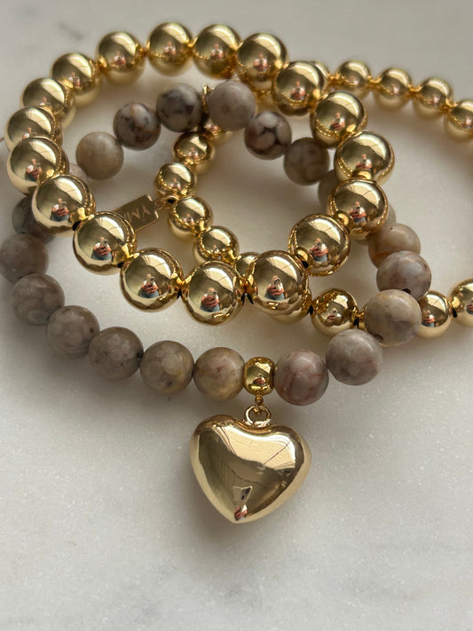 Armbandje beige natuurstenen groot