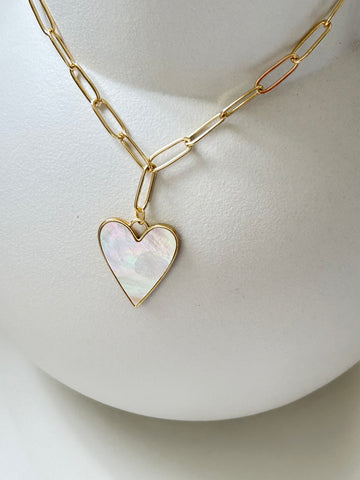 Schakelketting hart parelmoer