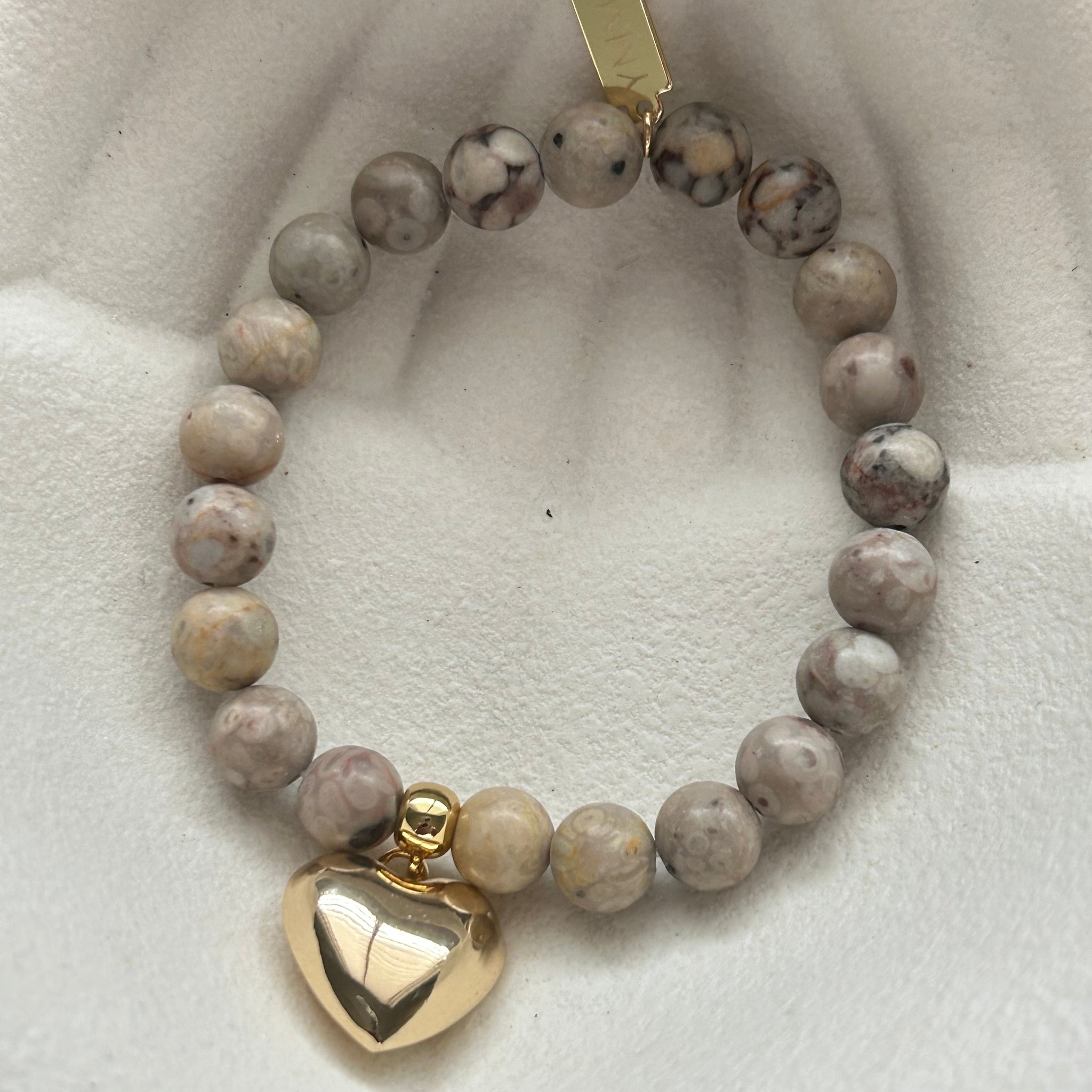 Armbandje beige natuurstenen groot