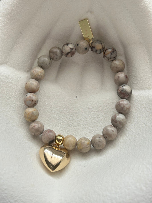 Armbandje beige natuurstenen groot