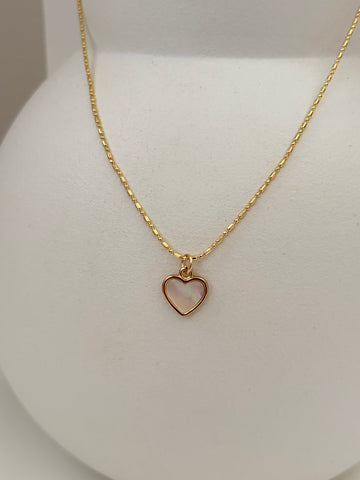 Ketting parelmoer hartje klein