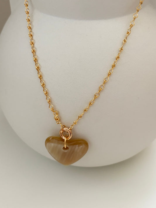 Lange ketting hart buffelhoorn (licht)
