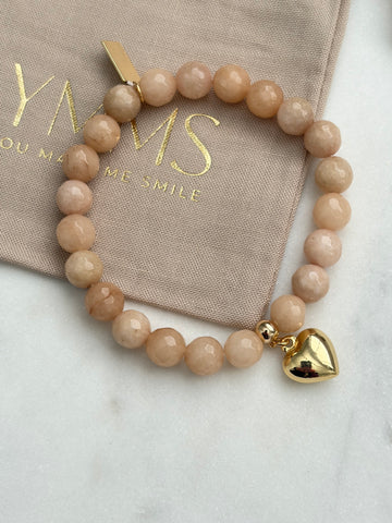 Armband beige met hart