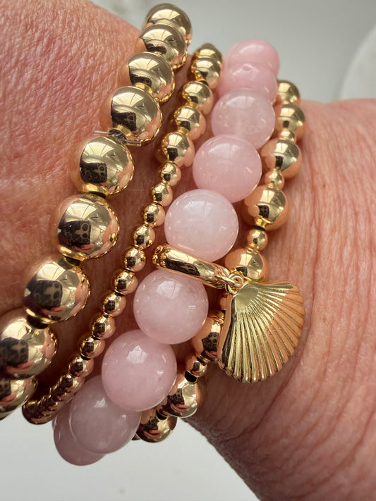 Armband zachtroze schelp