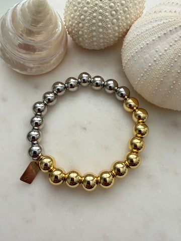 Armband duotone, zilver/goud, 8 mm