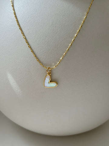 Ketting schuin parelmoer hartje