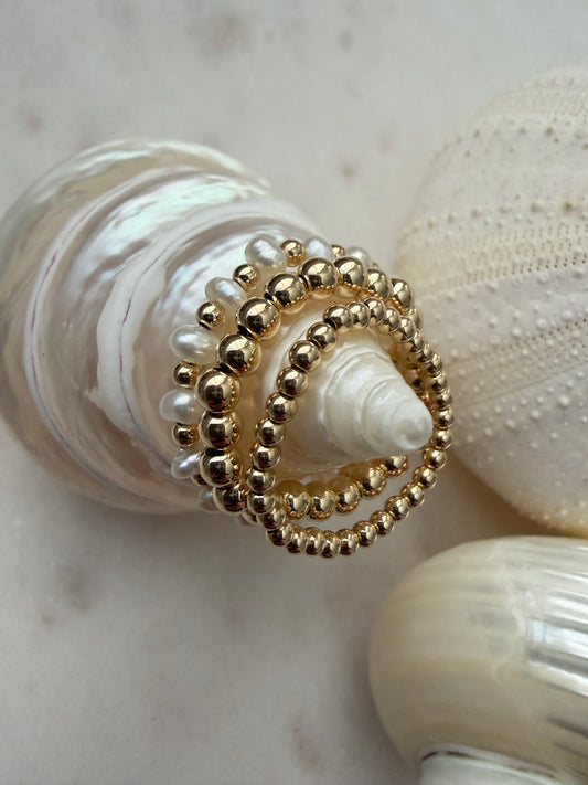 Ring pareltje/goud, size 6