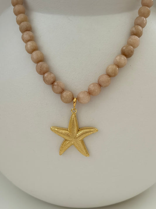 Natuursteen ketting beige