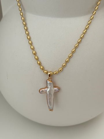 Ketting parelmoer kruis