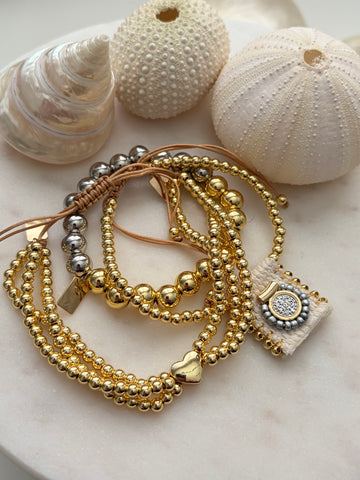 Set, 3 prachtige armbanden in gold-filled met zilver uitvoering
