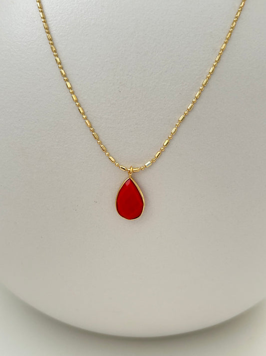 Ketting natuursteentje rood