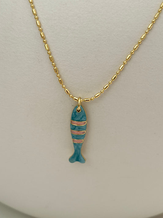 Ketting Vis blauw gestreept