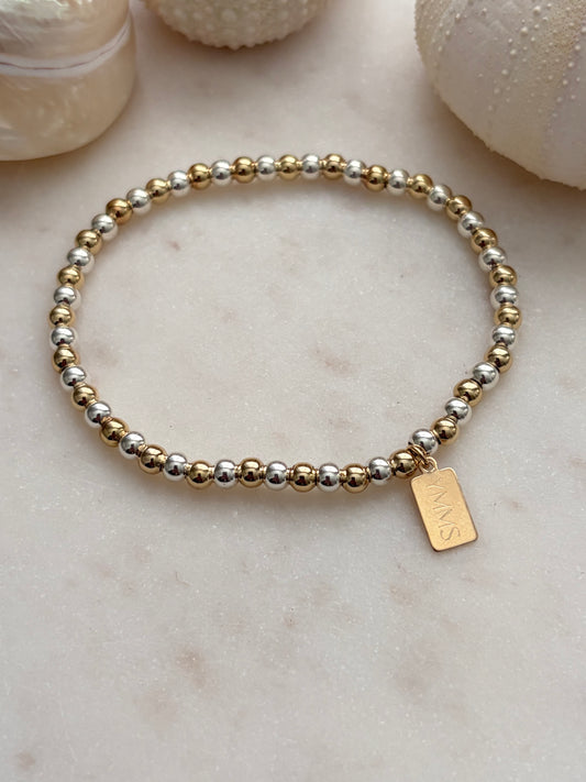 Armbandje Duotone, goud/zilver, 4 mm,