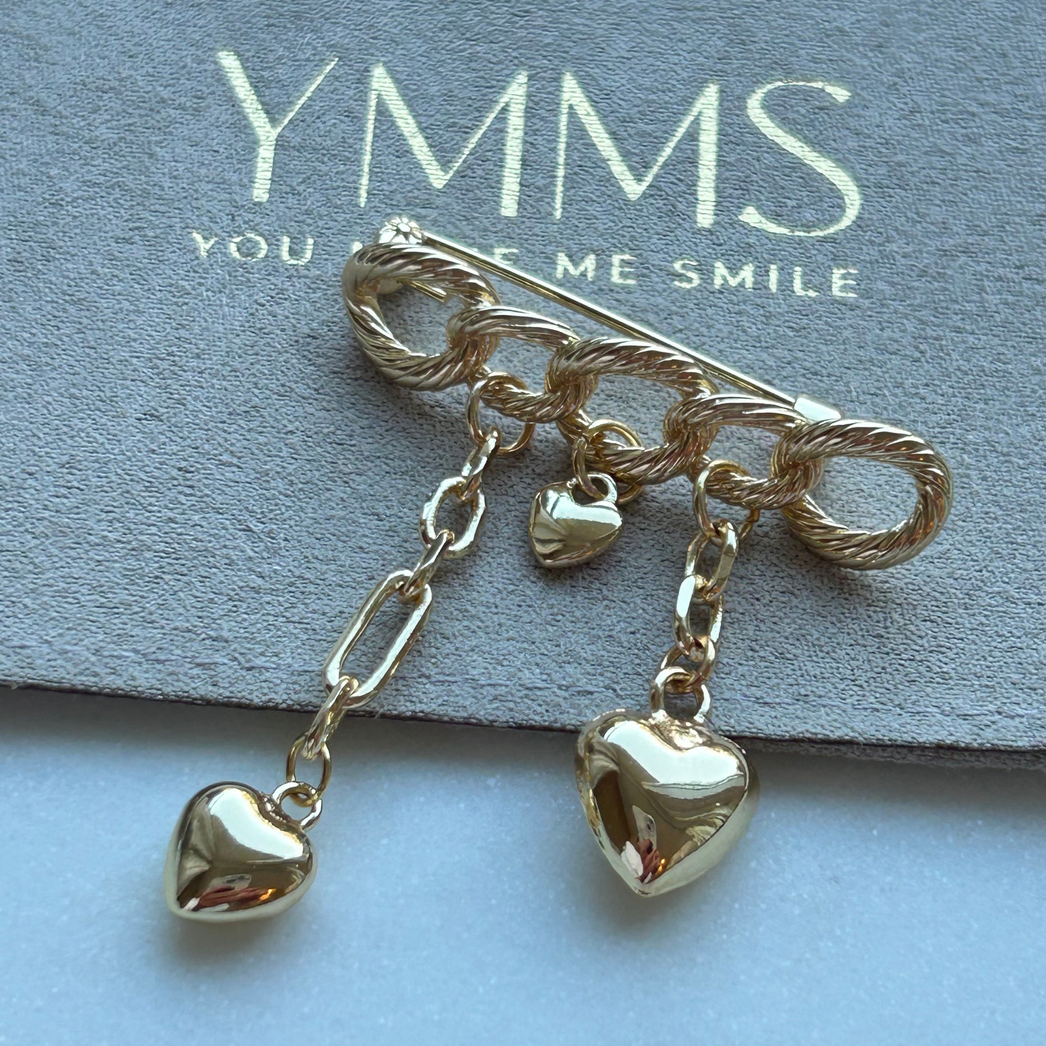 Broche goud hartjes