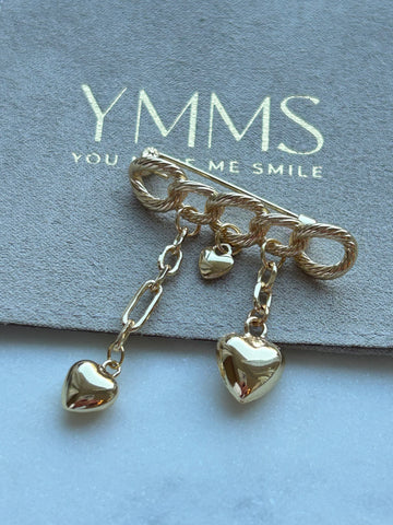 Broche goud hartjes
