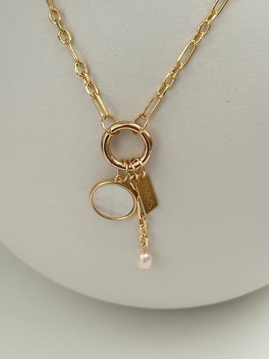 Ketting ronde hanger parelmoer