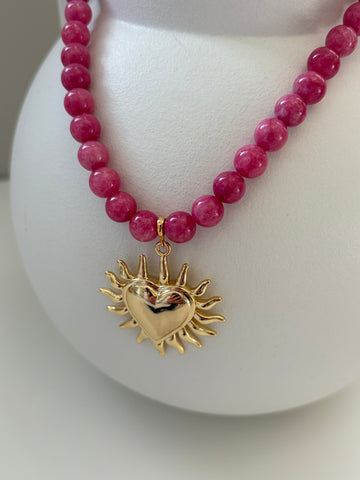 Kralenketting Burning Heart roze