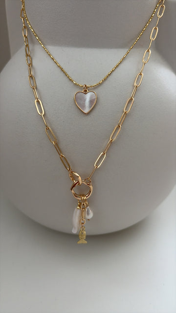 Ketting parelmoer hartje klein