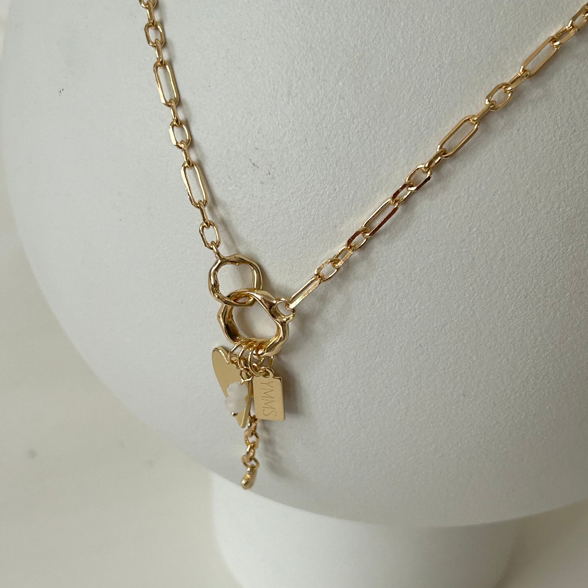 Ketting goud bedeltjes hart wit