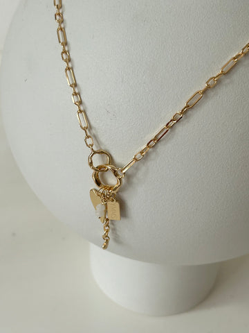 Ketting goud bedeltjes hart wit