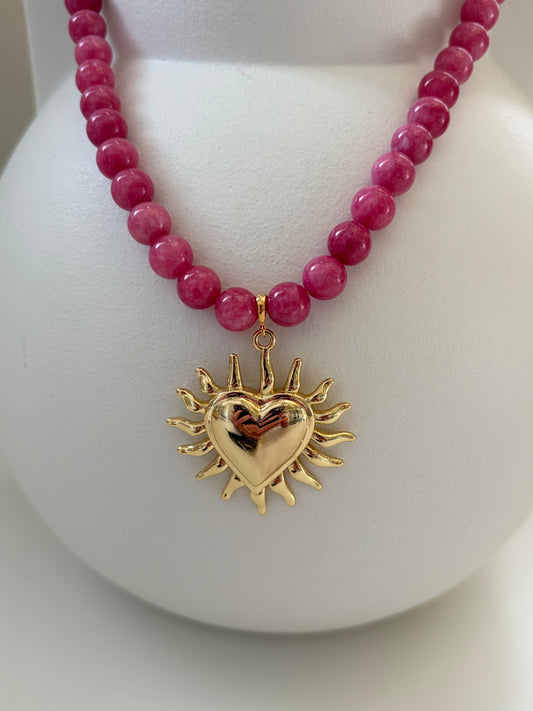 Kralenketting Burning Heart roze