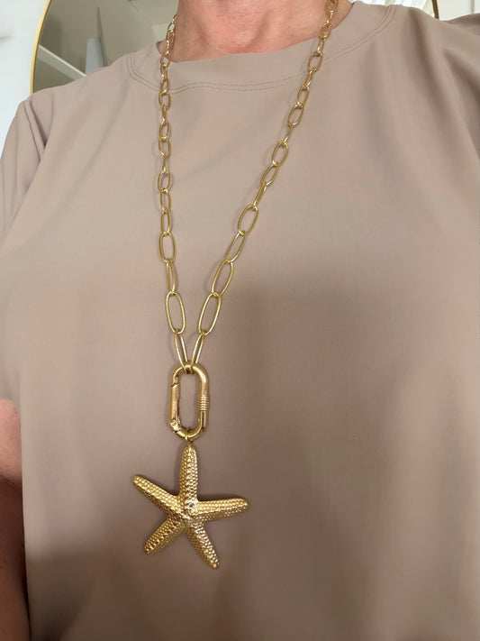 Lange grove Schakelketting met grote zeester