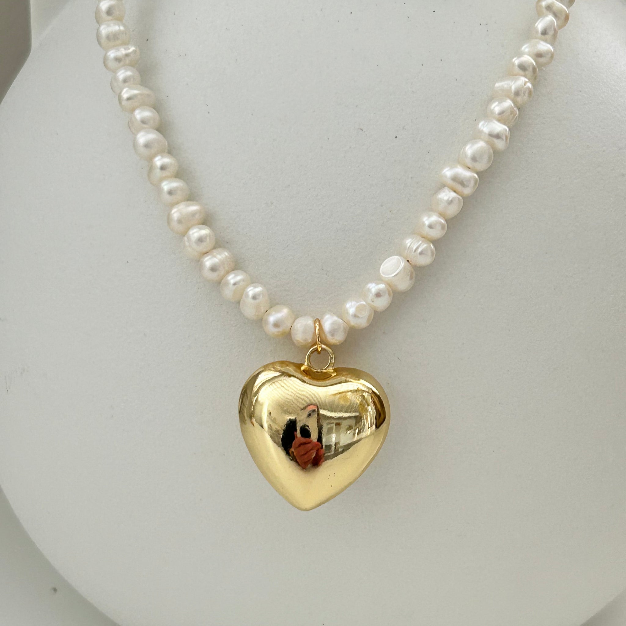 Ketting parels groot met hart groot