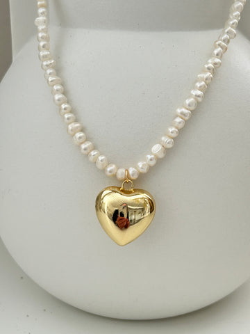 Ketting parels groot met hart groot