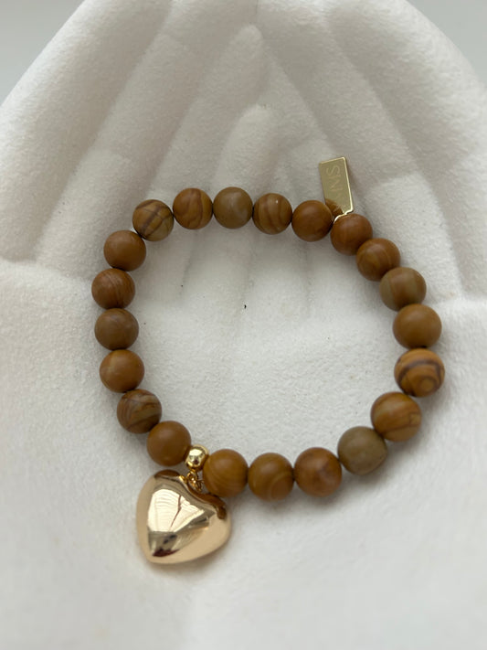 Armband lichtbruine natuurstenen groot
