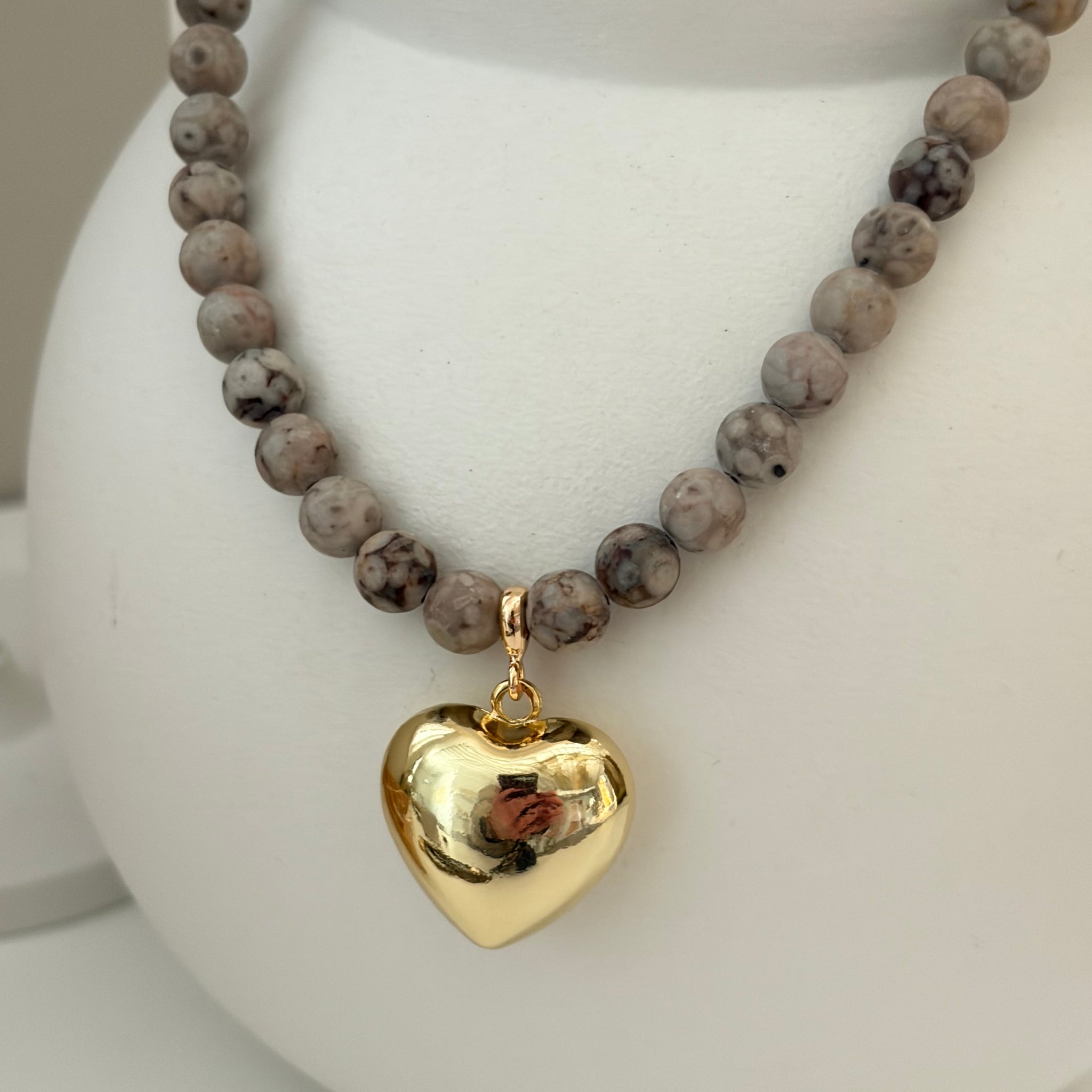 Gemstone ketting Beige/Grijs