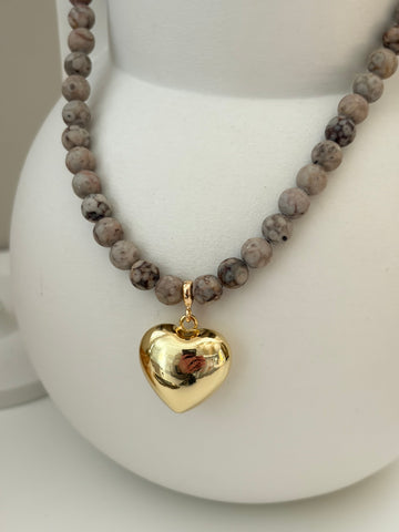 Gemstone ketting Beige/Grijs