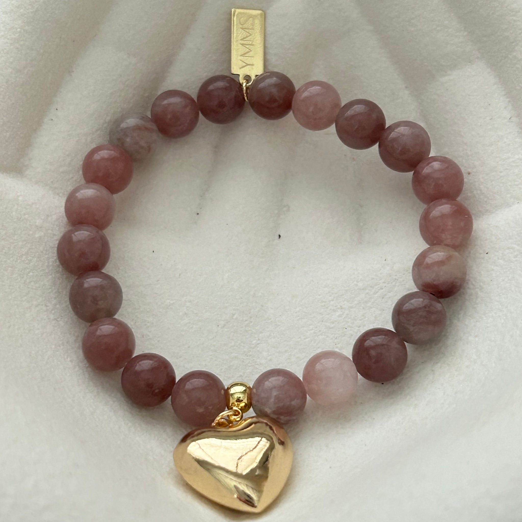 Armband roze natuursteen groot