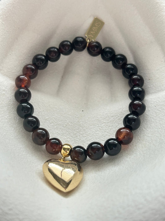Armbandje donkerbruin tinten groot