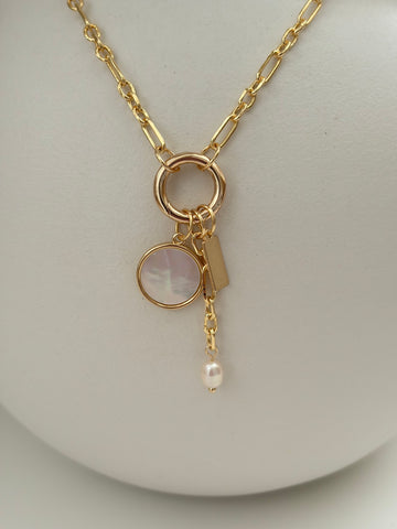 Ketting ronde hanger parelmoer