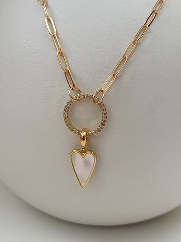 Ketting Parelmoer Hart lang