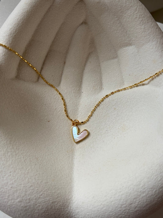 Ketting schuin parelmoer hartje