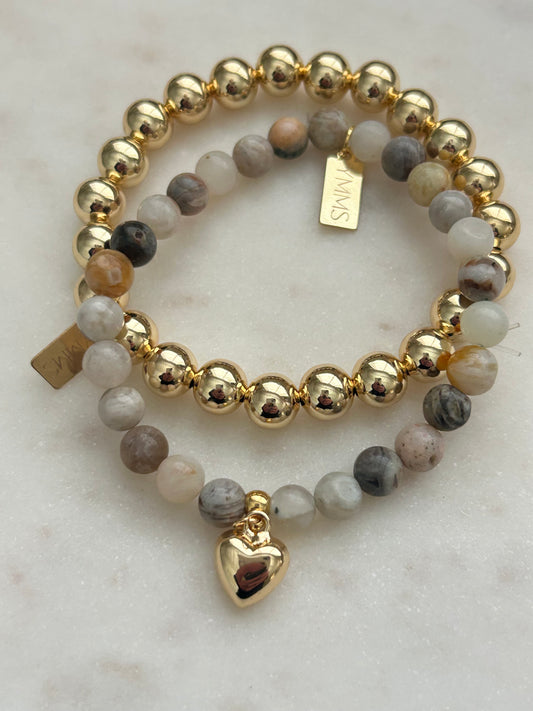 Armband gemêleerd grijs/bruin