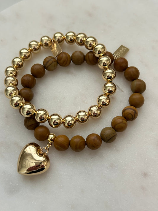 Armband lichtbruine natuurstenen groot