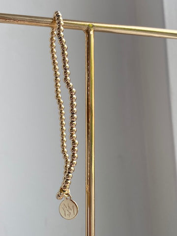 Armbandje goldfilled kraaltjes 3 mm, 16,5